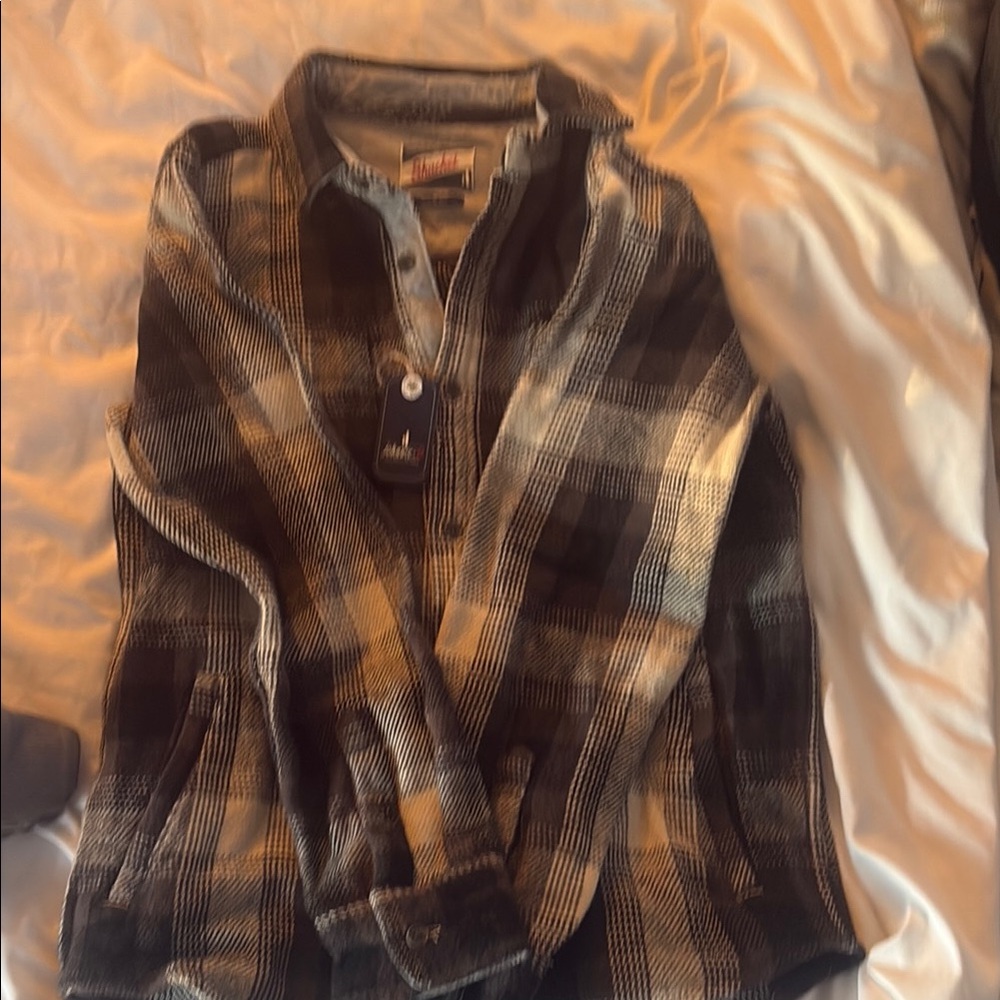 johnnie-O Brown and white  Checkered shirt